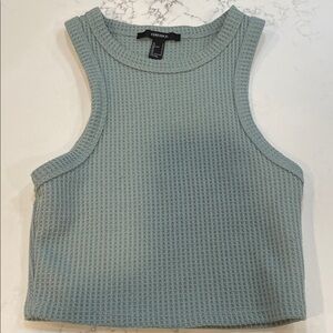 Forever 21 Light Sage Waffle Knit Cropped Tank